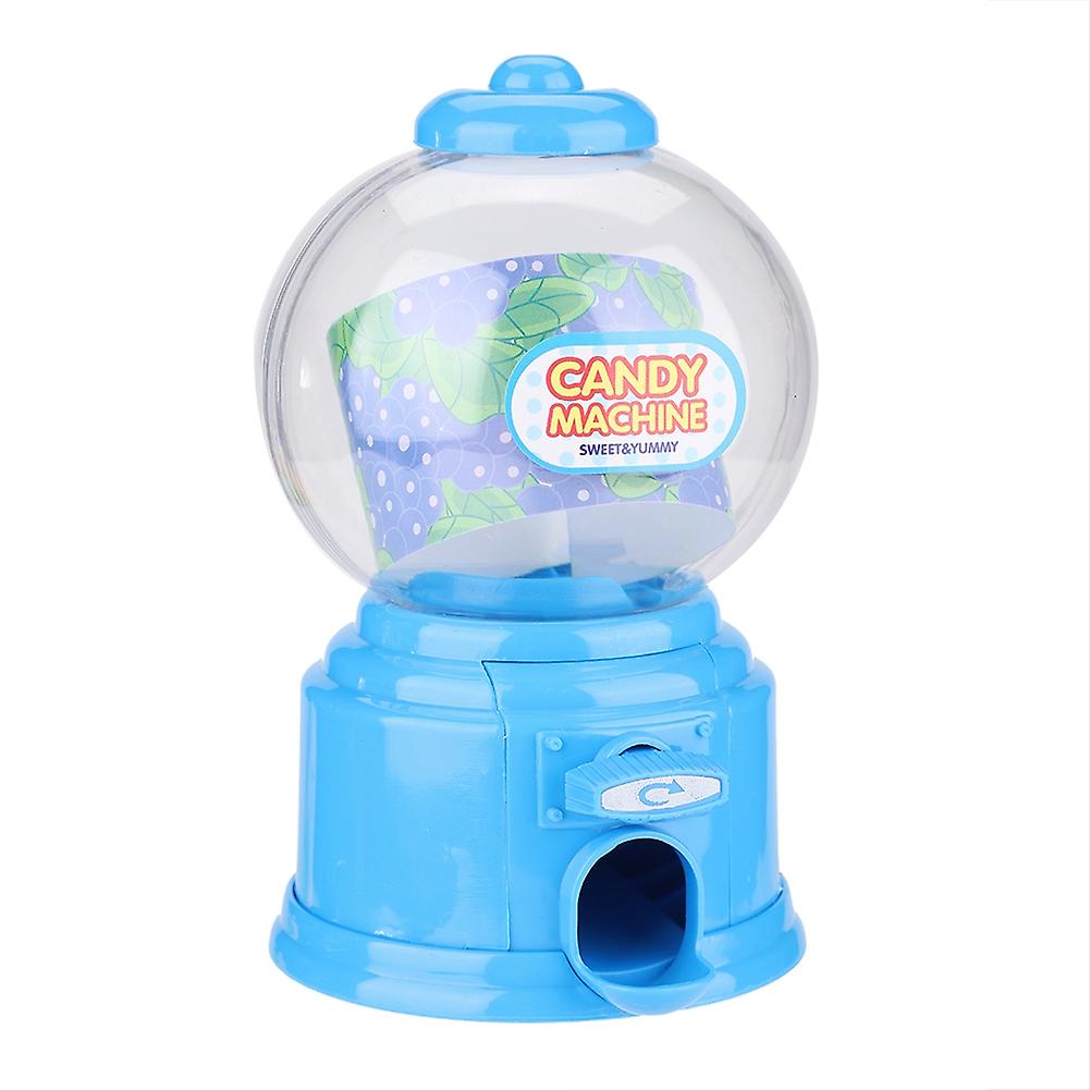 Portable Children Candy Machine Plastic Mini Gumballs Dispenser Kids Kindergarten Gift(blue)