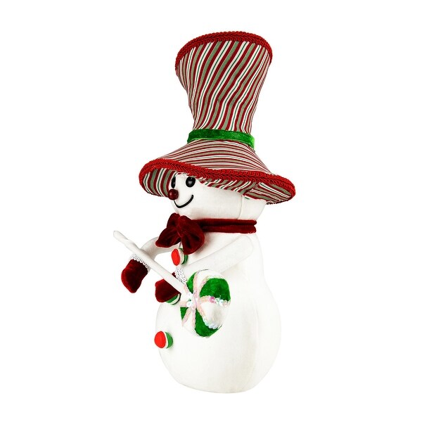 Snowman with Sequin Lollipop and Striped Hat Christmas Decoration