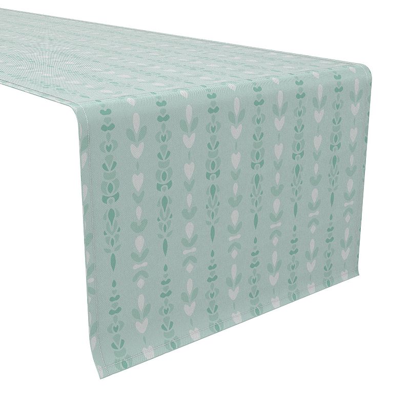 Table Runner， 100% Cotton， 16x72， Green Monochromatic Design