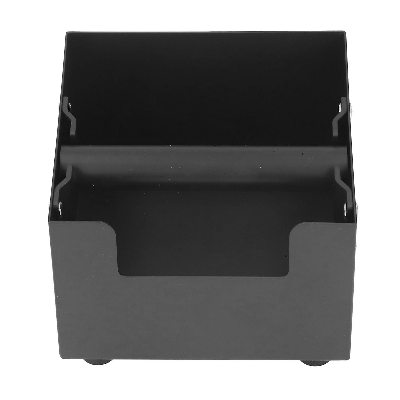 Coffee Knock Box Ground Waste Bin Container Stainless Steel Drawer Type Small Square Black