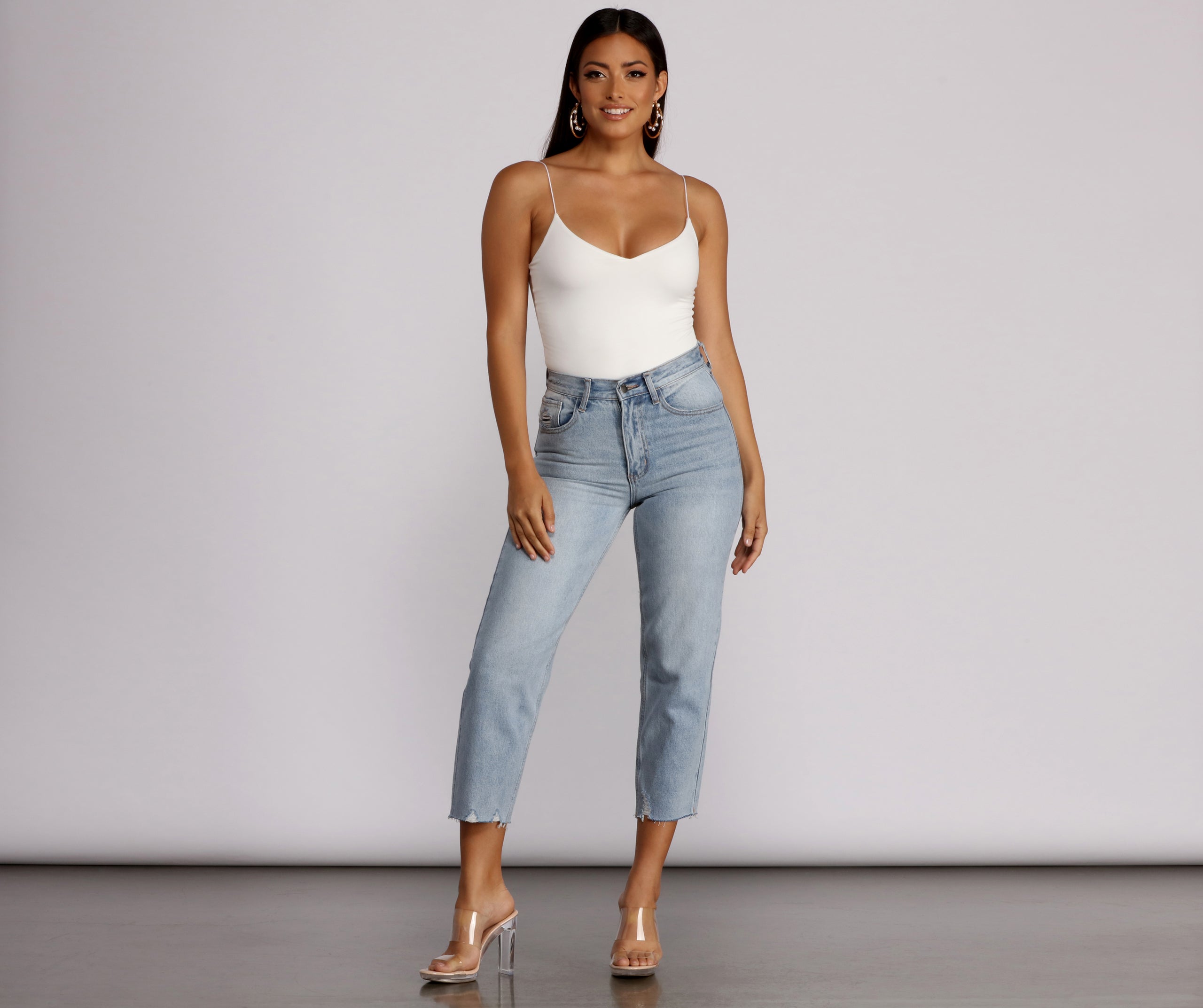 High Waist Cropped Denim Jeans