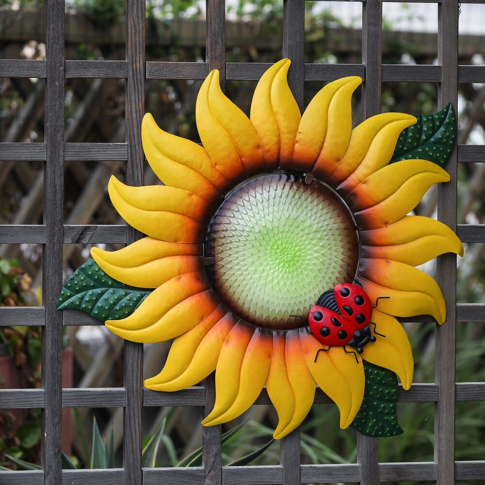 Sunflower Metal and Glass Outdoor Wall Decor