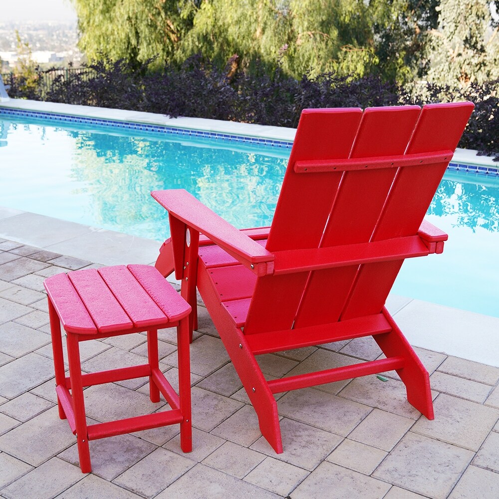 ResinTeak  Weather HDPE Recyclable Plastic Outdoor Side Table  Red