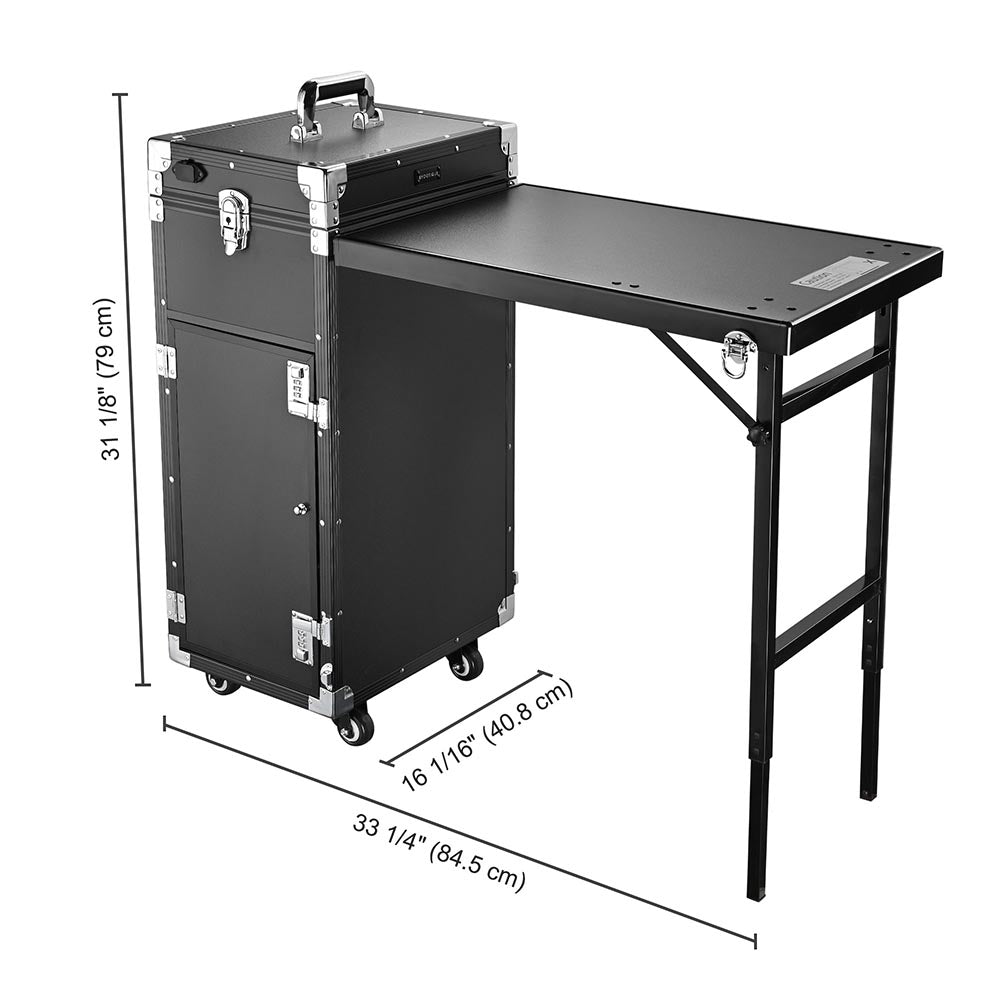 Byootique Nail Tech Desk with Drawers Speaker Mirror Left Handed