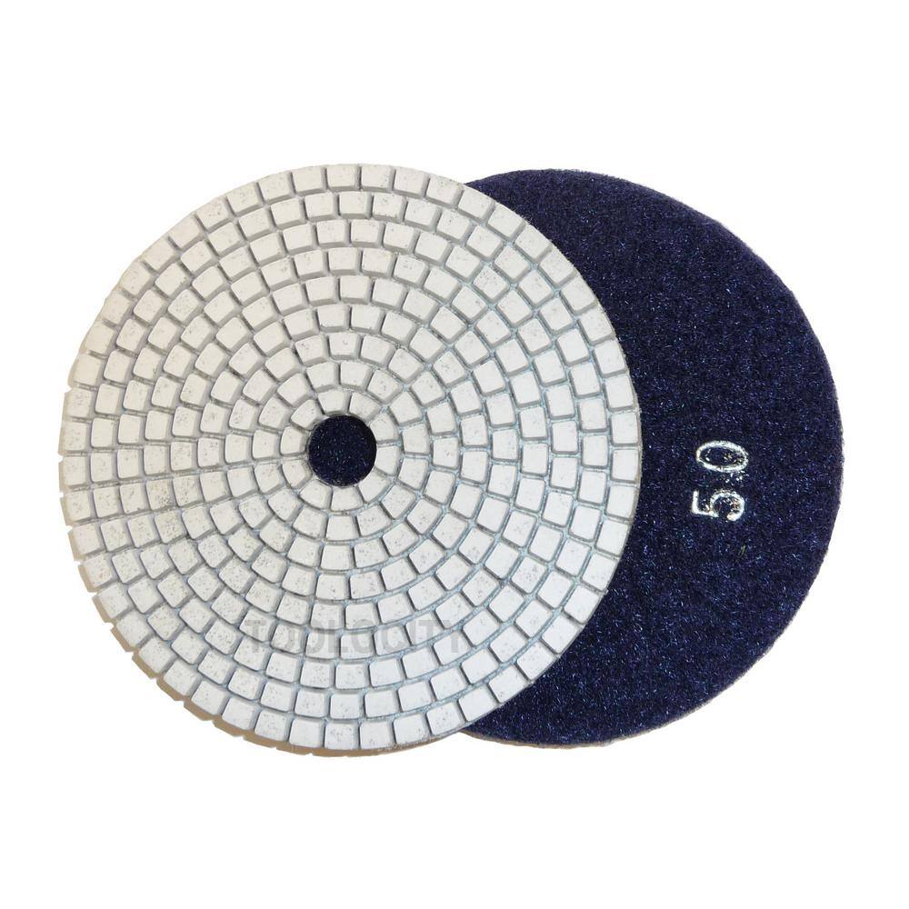 Toolocity 4 in. JHX DryWet Diamond Polishing Pads for ConcreteGranite (Set of 7) with 4 in. Back Holder JHXR0102SET-BK4