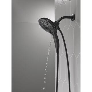 Delta In2ition 5-Spray Patterns 2.5 GPM 6.25 in. Wall Mount Dual Shower Heads in Matte Black 58620-BL25-PK