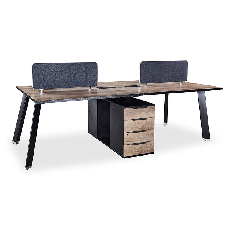 ARTO 4 People Back to Back Workstation 2 Cabinets  2.4M - Warm Oak & Black