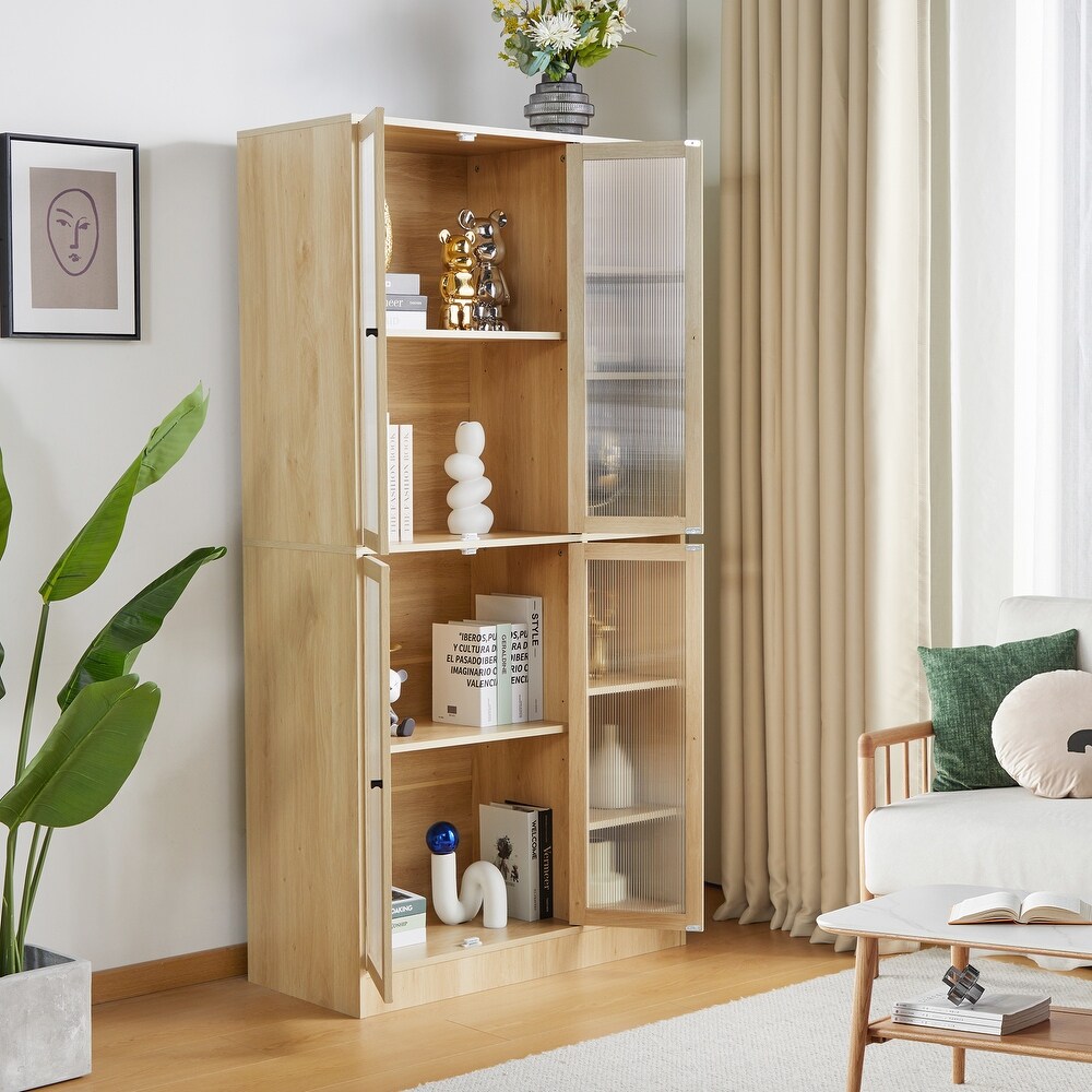 Tall Kitchen Pantry Cabinet with Doors and Adjustable Shelves