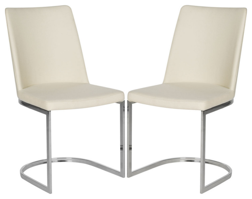 Tedra 18  x27 x27h Linen Side Chair Set of 2 Beige / Chrome   Modern   Dining Chairs   by Virgil Stanis Design  Houzz