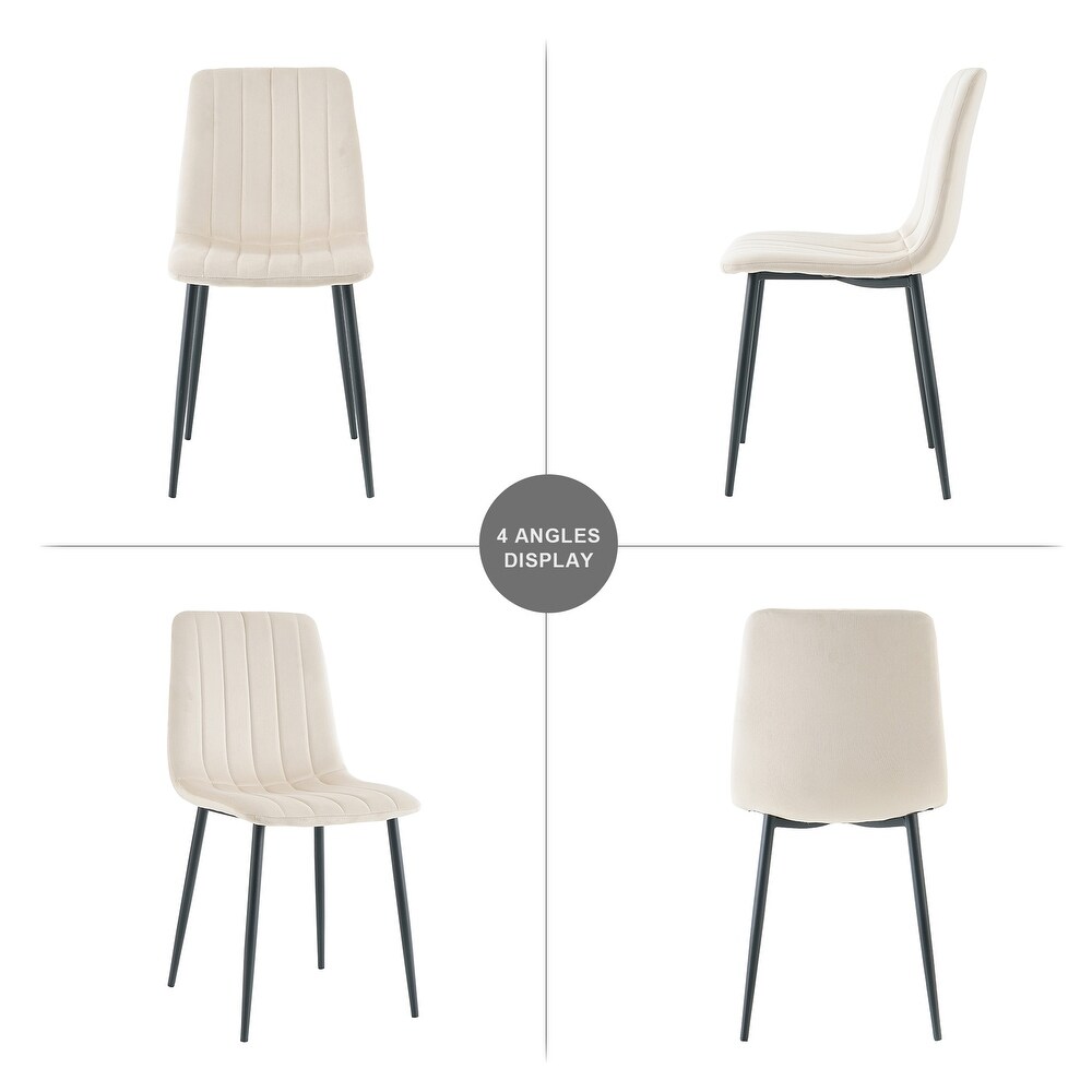 Set of 4 Upholstered Velvet Modern Dining Chair with Metal Legs