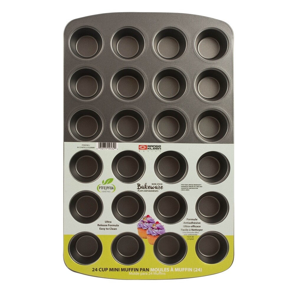 Range Kleen Non stick Mini Muffin Pan   24 Mini   Black