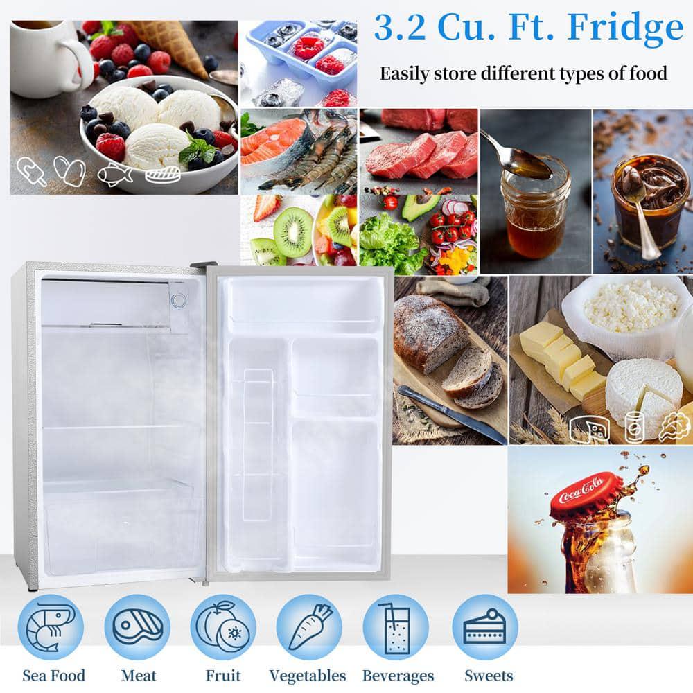 32 cu ft Freestanding in Silver Single Door Mini Refrigerator with Freezer