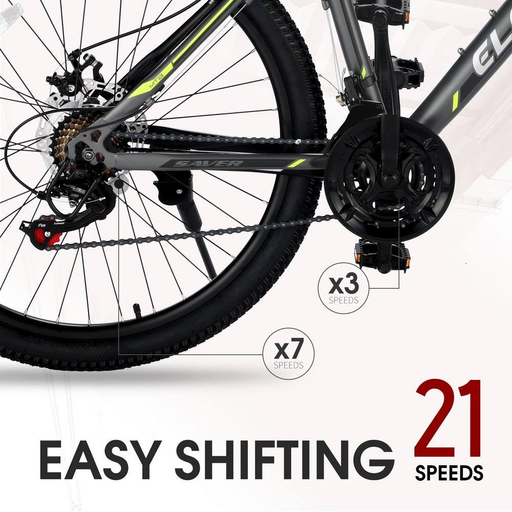 24 in. Aluminum Adult Mountain Bike with 21 Speed Gray CUU110649714