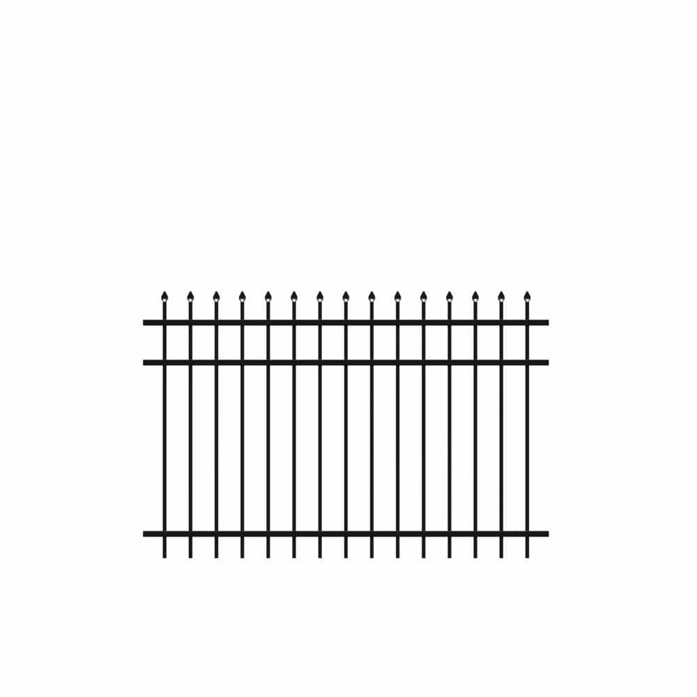 Barrette Outdoor Living Cascade Standard-Duty 4 ft. H x 6 ft. W Black Aluminum Pre-Assembled Fence Panel 73002210