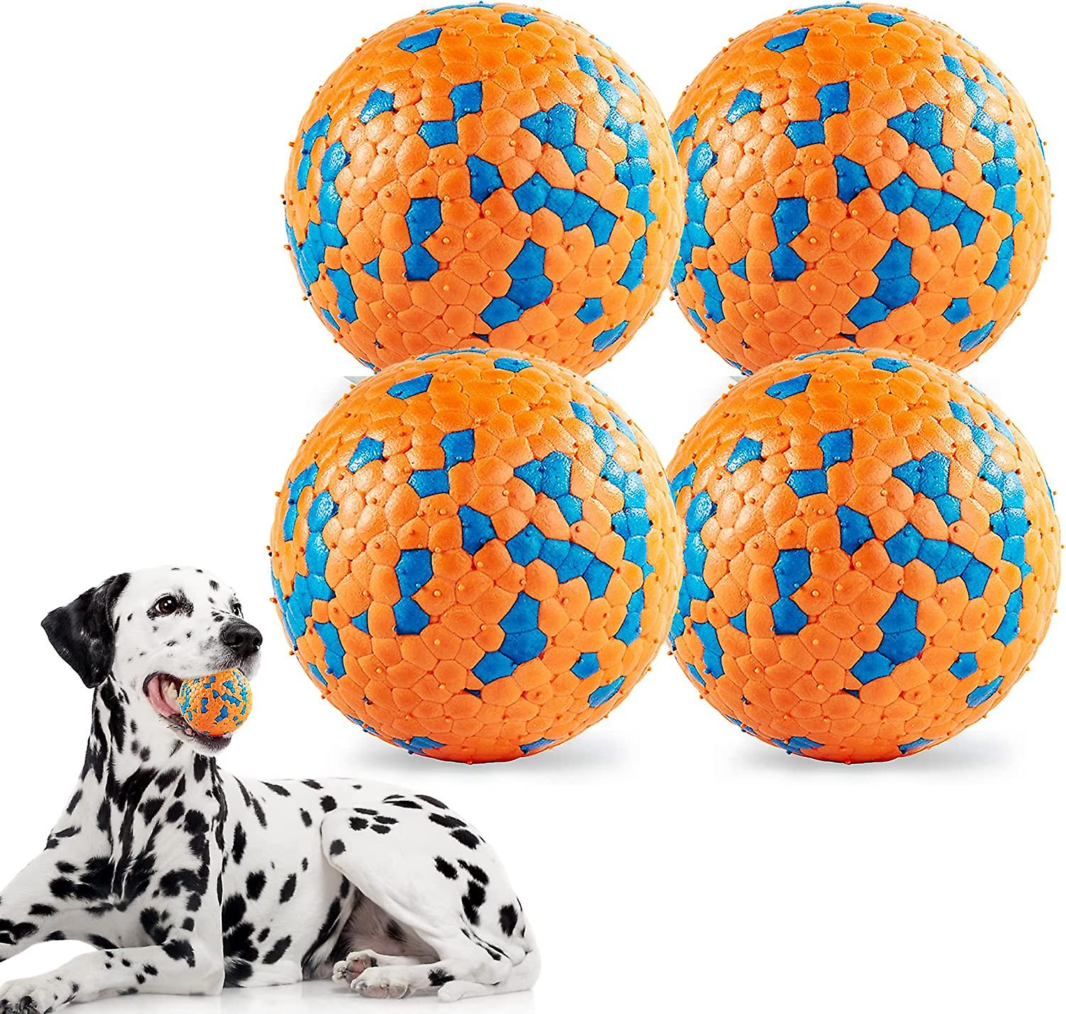 4pcs Interactive Dog Balls， Dog Toys For Boredom And Stimulating， Dog Toys For Aggressive Chewers， Safer For Dog's Mouths， For Large Medium Small Pupp