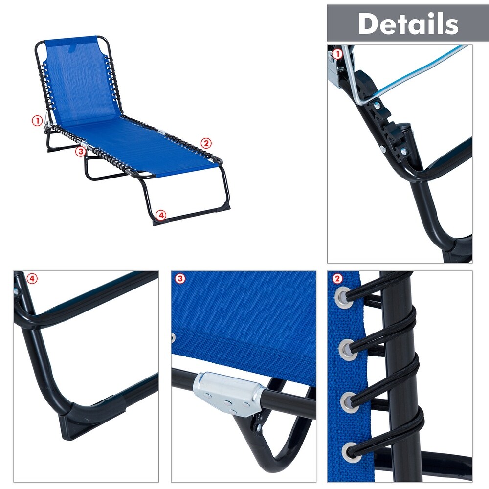 Outsunny Dark Blue Mesh Folding/Portable Reclining Chaise Lounge Chair