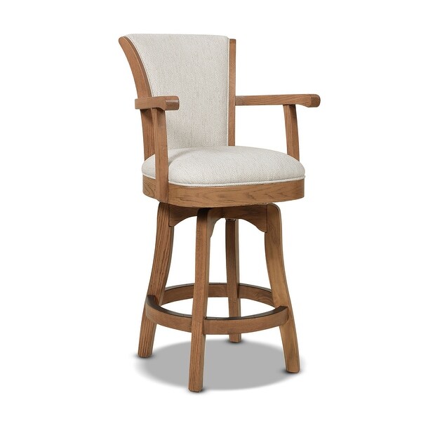 Williams Oak Wood Swivel Bar Stool and Counter Stool with Armrests