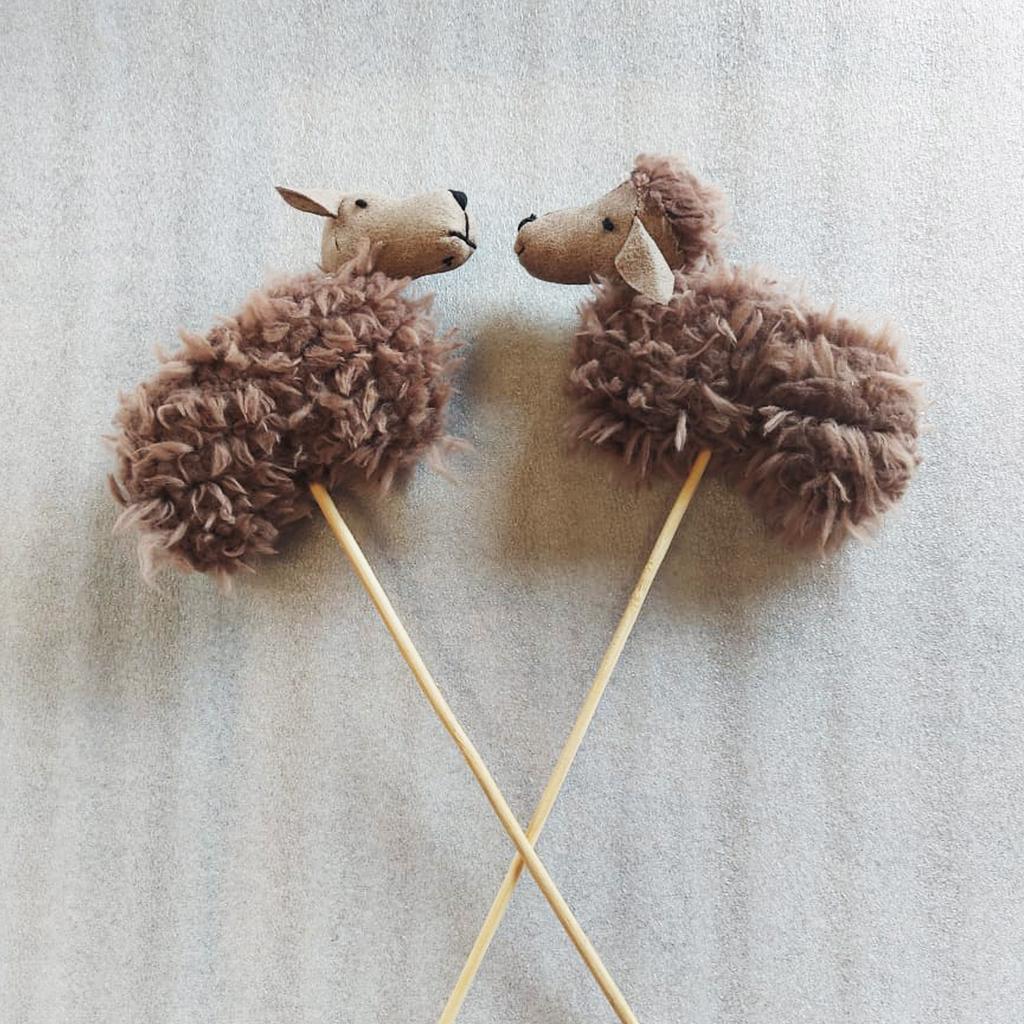 Set Of 2 Handmade Cute Sheep Decorative Sheep T14473A