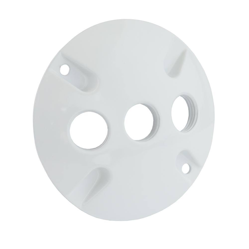 Commercial Electric 12 in. White 3-Holes 4 in. Round Weatherproof Cover WCL330W