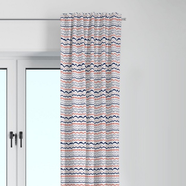 Bacati Olivia Garland Coral navy Cotton Printed Single Window Curtain Panel