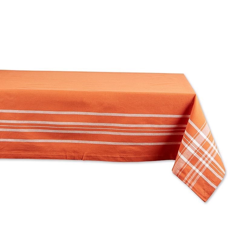 60 x 84 White and Burnt Orange Harvest Market Decorative Table Cloth