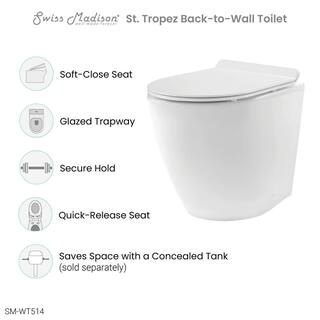 Swiss Madison St. Tropez Elongated Toilet Bowl Only in Glossy White SM-WT514