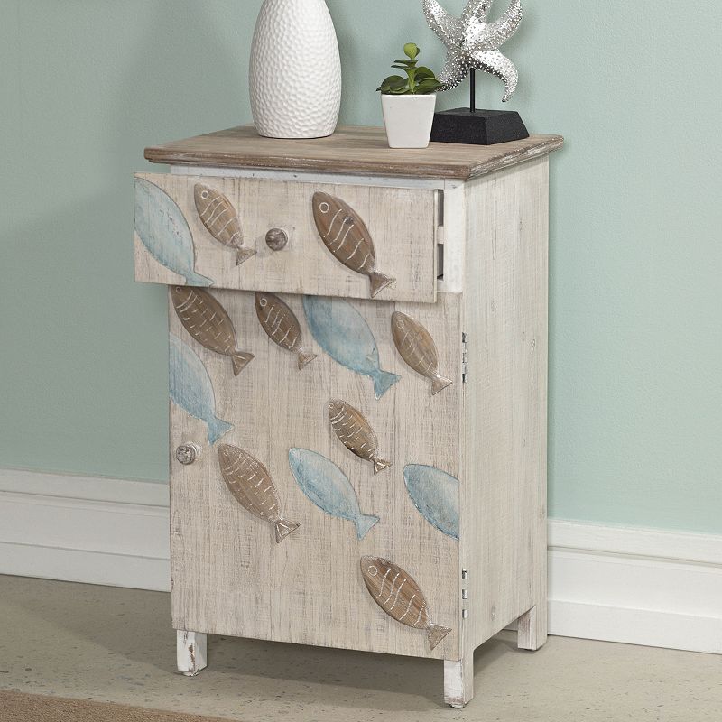 Linon Caspian Fish Storage Side End Table