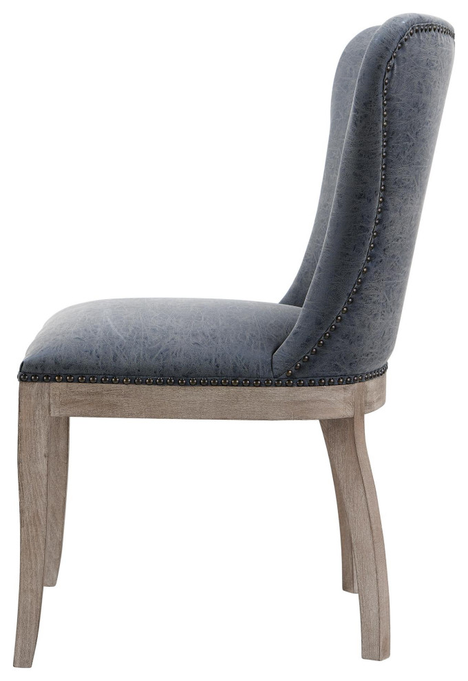 Louve Chair Drift Wood Legs  Nubuck Charcoal (Set Of 2)   Transitional   Dining Chairs   by Virgil Stanis Design  Houzz