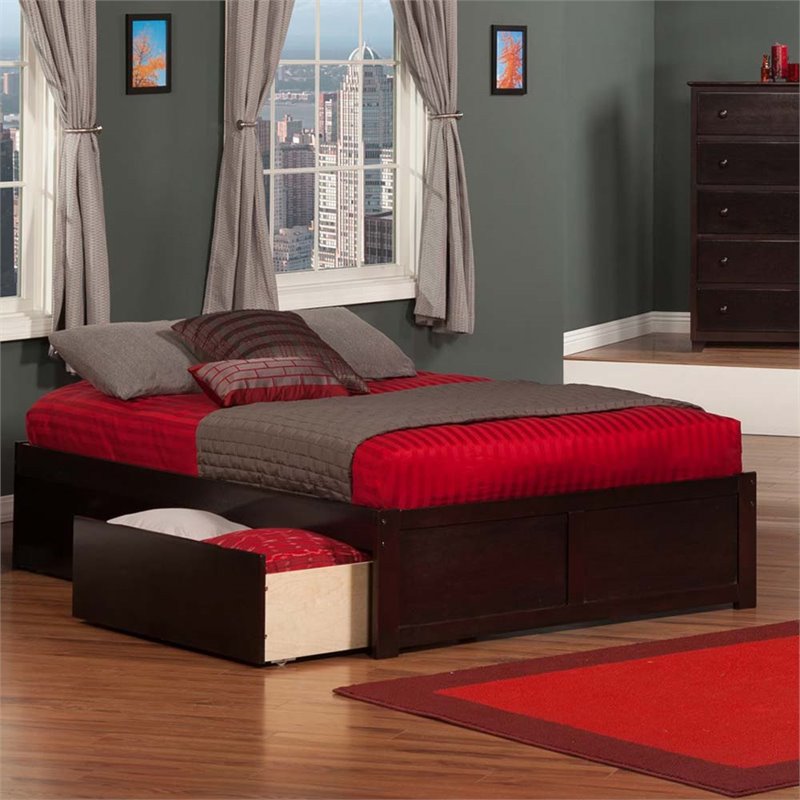 Leo & Lacey Urban Contemporary/Modern Hardwood Storage Platform Bed, Full, Espresso