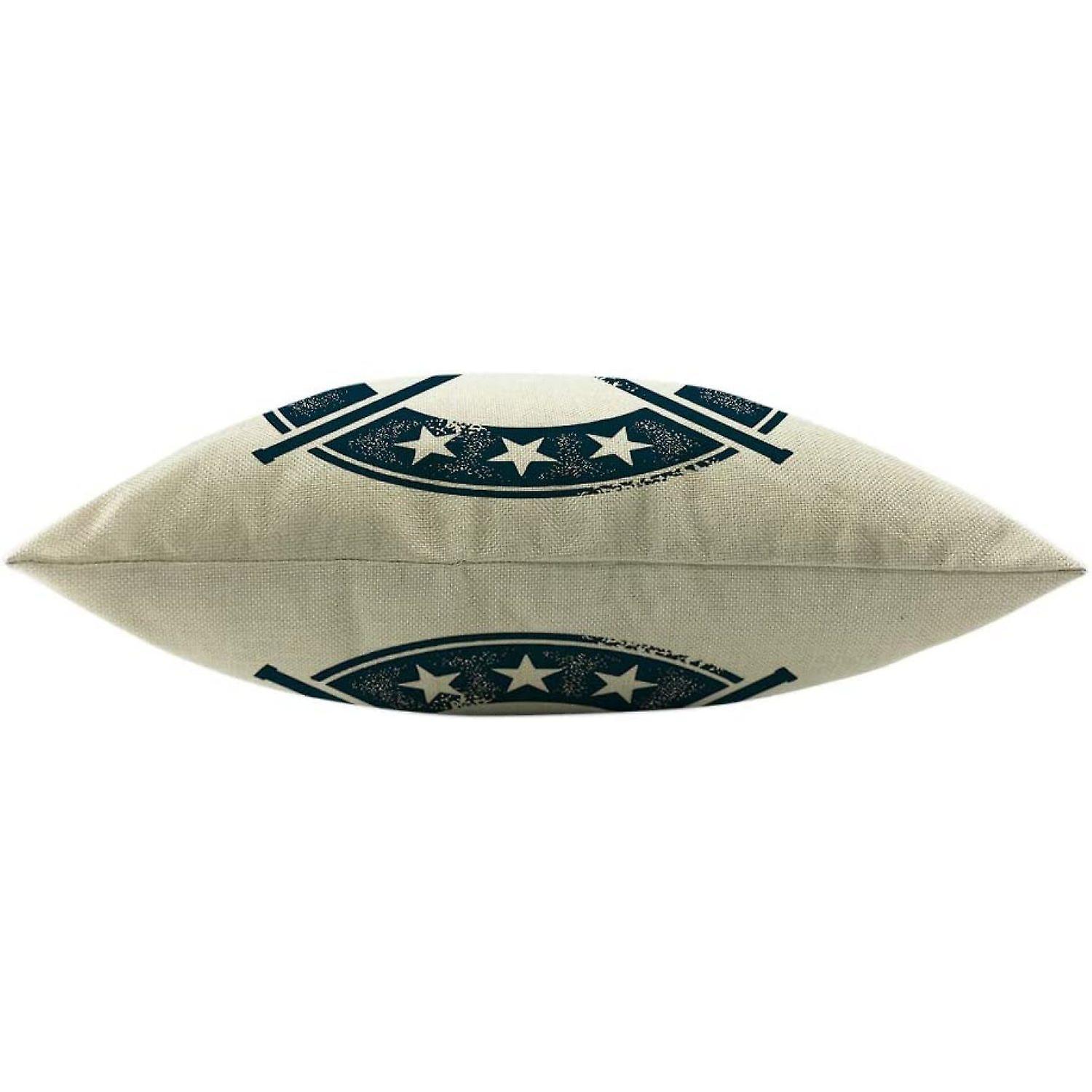 Lacrosse Throw Pillow Vintage Stamp Pattern Helmet Lacrosse Sticks Star Navy Blue Cotton Linen Square Cushion Cover Standard Pillowcase 18x18 Inch For