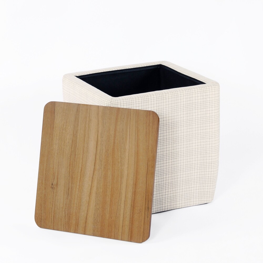 HomePop Storage Table Ottoman with Wood Top