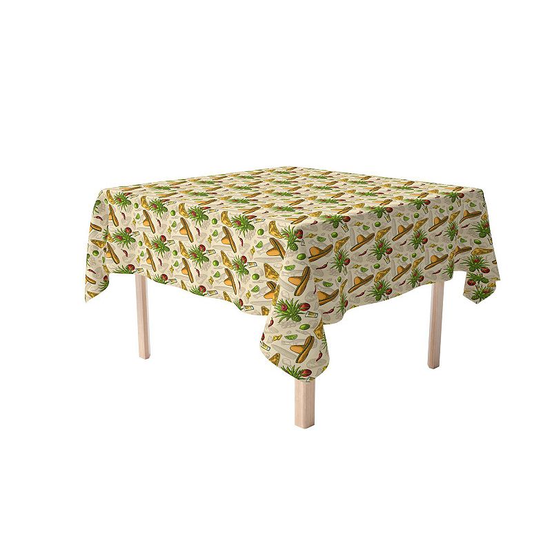 Square Tablecloth， 100% Cotton， 60x60， Fiesta Time