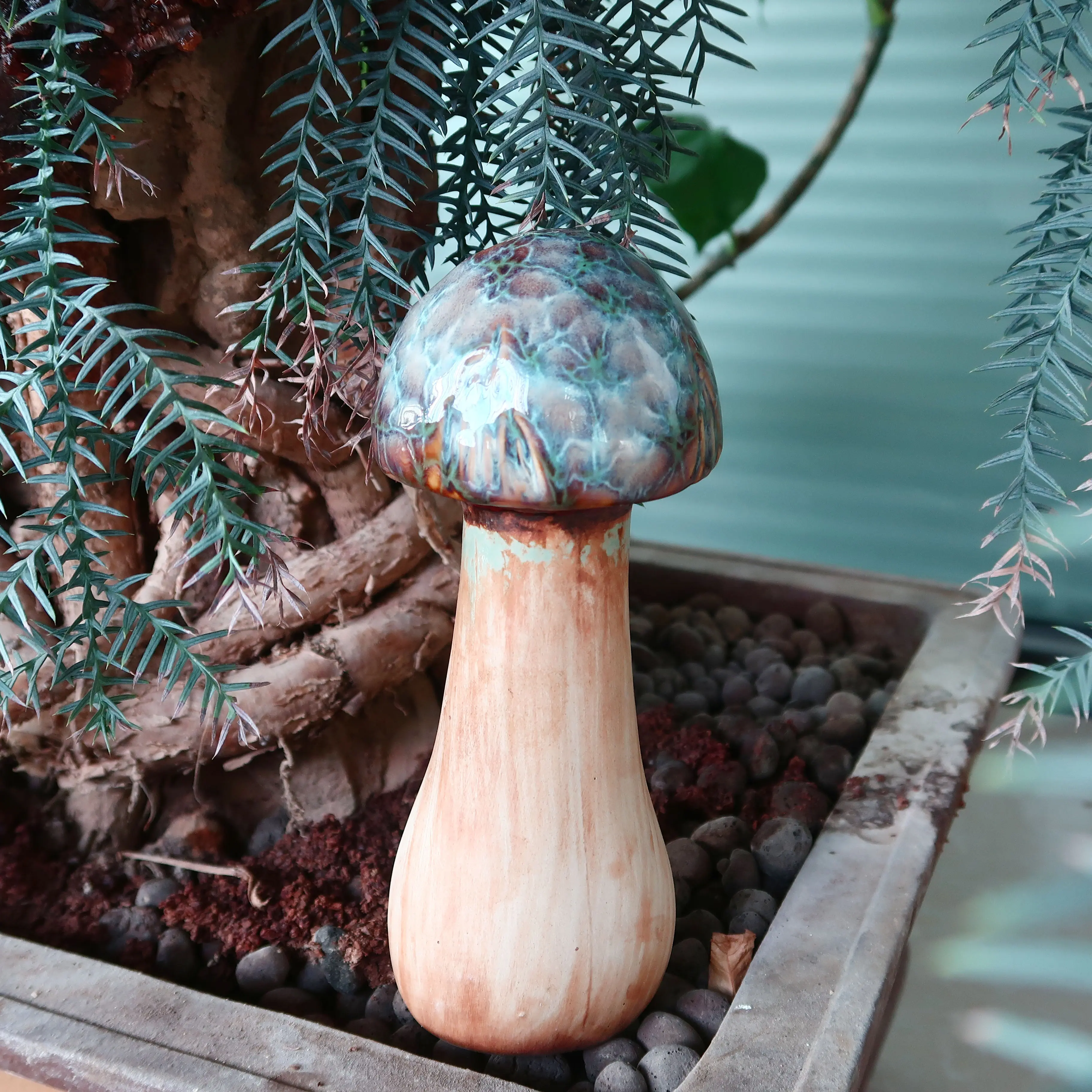 Wholesale Ceramic Ornament Simulation Mushroom Handmade Garden Accessories Decoration Artificial Plant Ornament Ceramic Mushroom