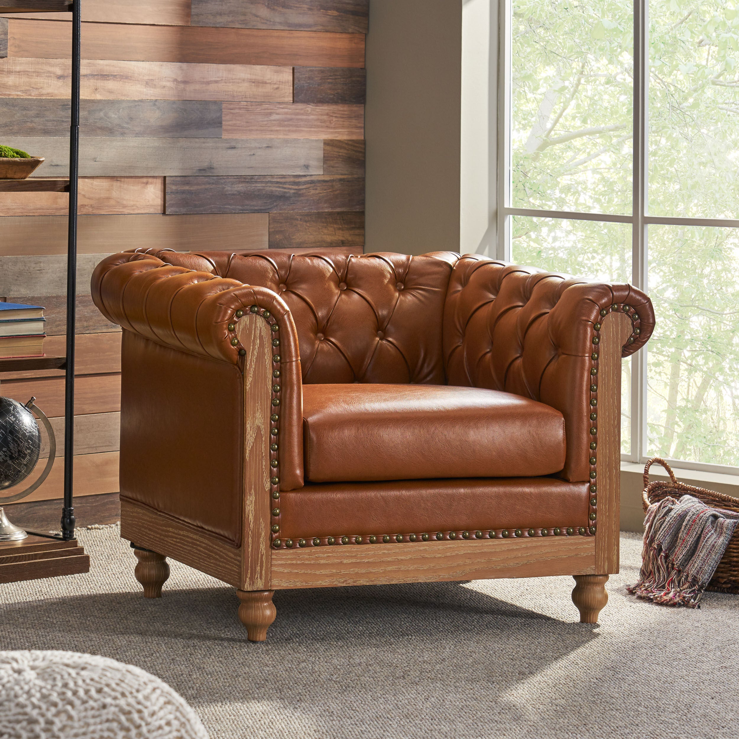 Batavia Chesterfield Tufted Club Chair with Nailhead Trim