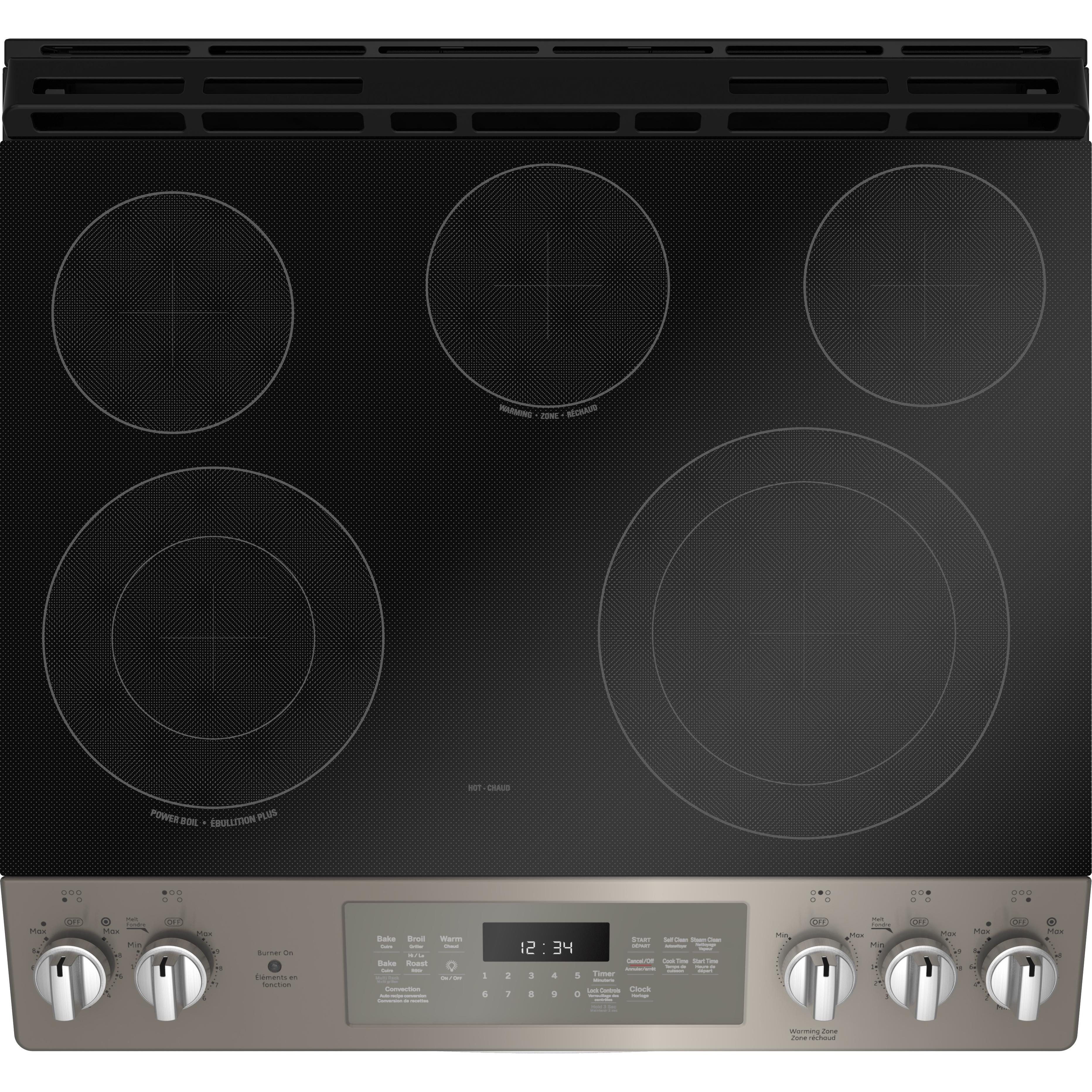 GE 30-inch Slide-in Electric Range with Self-cleaning oven and steam clean option JCS840EMES