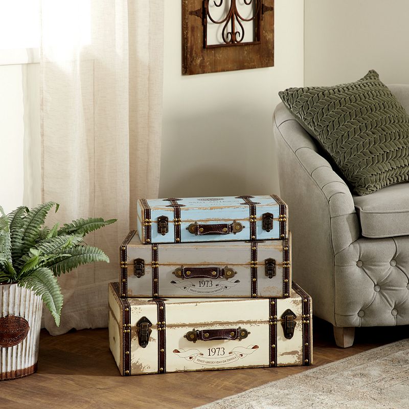 Stella and Eve Distressed Decorative Trunk Floor Decor 3-piece Set