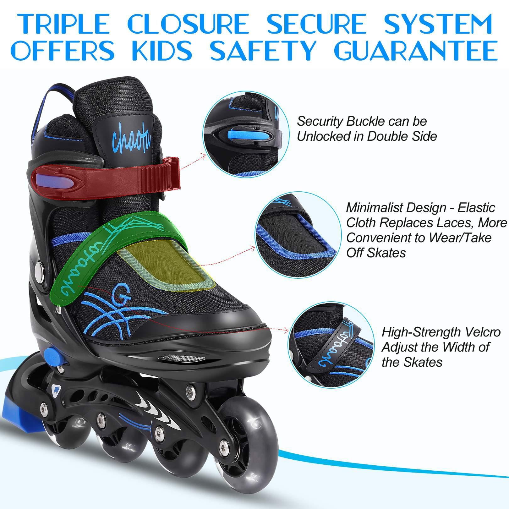 Kids Adjustable Inline Skates， Rollerblade for Boys Girls， Beginner Roller Skates