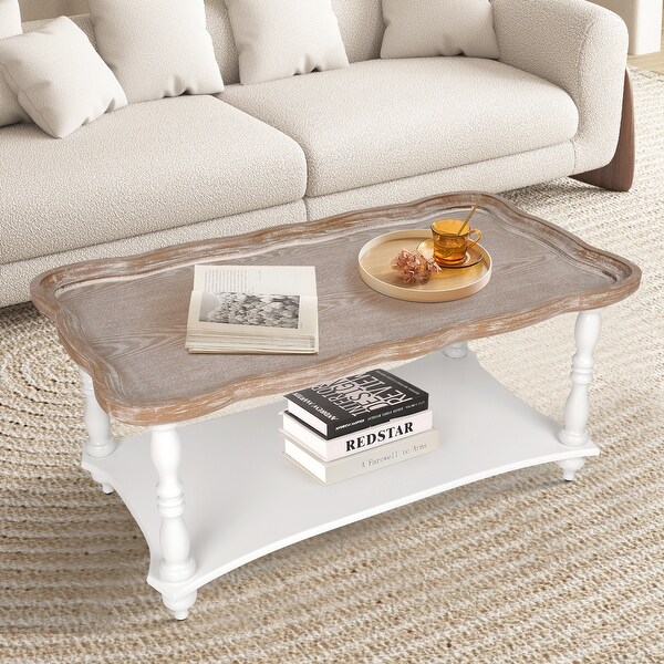 2 Tier Rustic Farmhouse Wooden Cottagecore Coffee Table