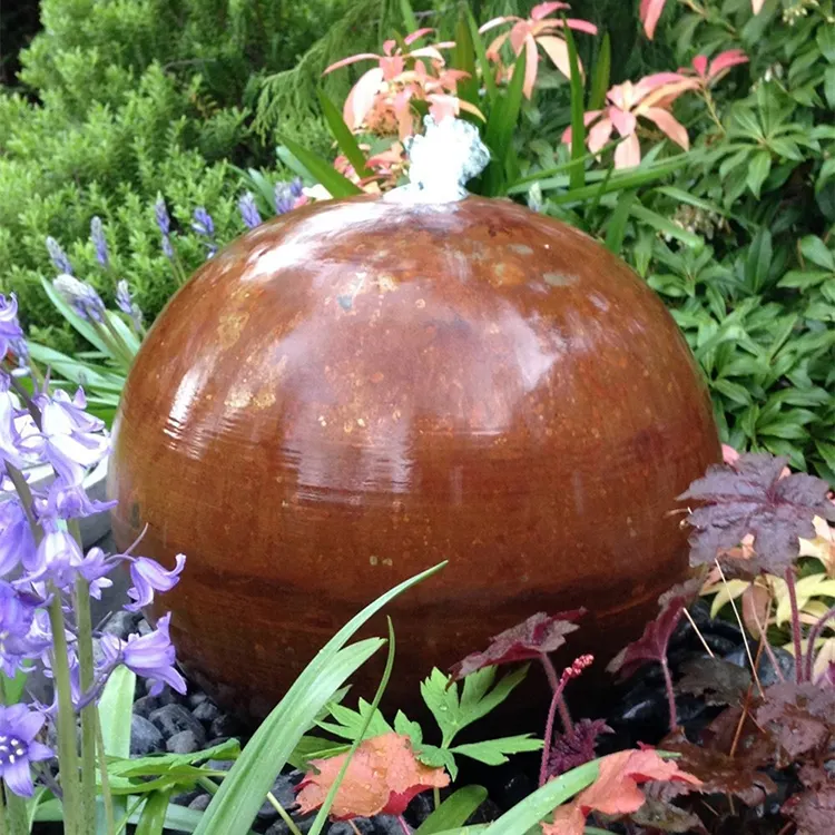 China manufacture corten steel metal rain curtain water feature corten steel contemporary garden water fountain