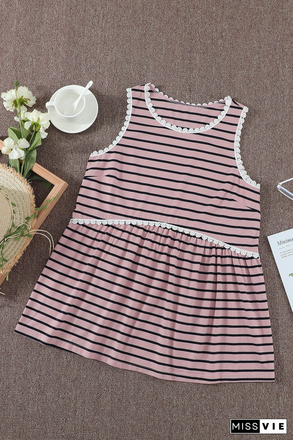 Pink Striped Tank Top