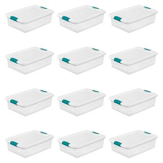 Sterilite 32 qt. Storage Box Stackable Latching Container in Clear (12-Pack) 12 x 14968006