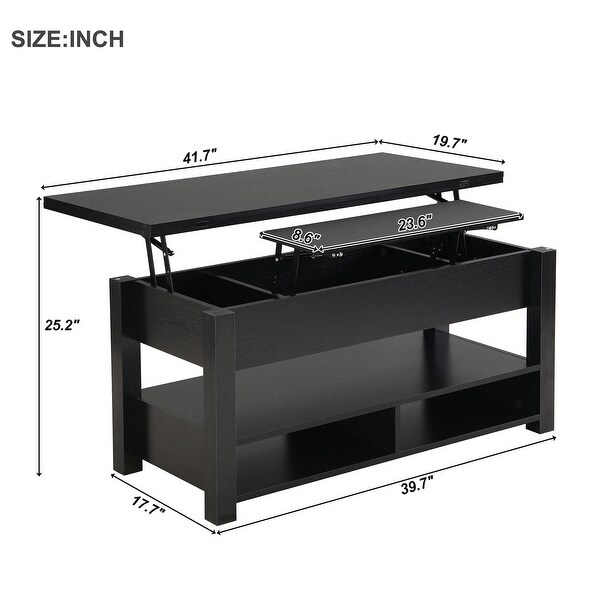 MultiFunctional Lift Top Coffee Table with Open Shelves