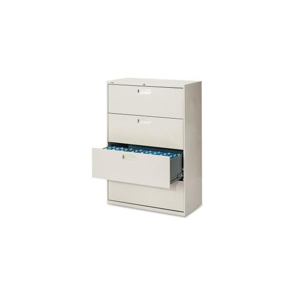 HON 600 Series Four-Drawer Lateral File， Letter/Legal/A4， 36w x 18d， Light Gray