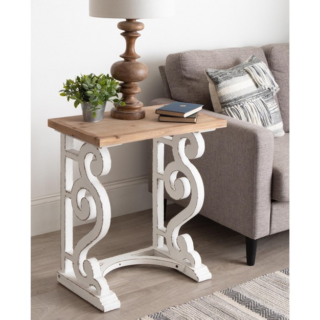 Kate And Laurel Wyldwood Rectangle Wood Side Table 24x14x27 5 Rustic Brown And White