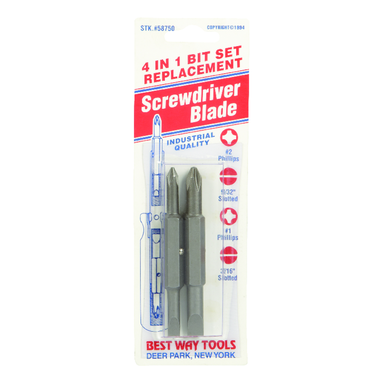 Best Way Tools Phillips/Slotted 1/4 X 2-3/4 in. L Double-Ended Screwdriver Bit Carbon Steel 2 pc