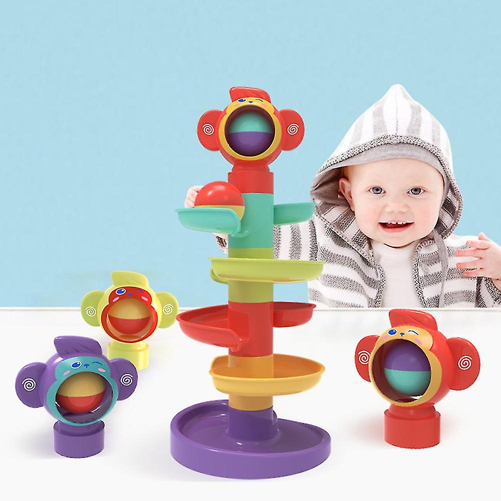 Children's And Babies' Educational Track Rolling Ball Sliding Ball Tower Baby Turn Folding Toy