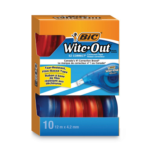 BIC Wite-Out EZ Correct Correction Tape， Non-Refillable， 1/6