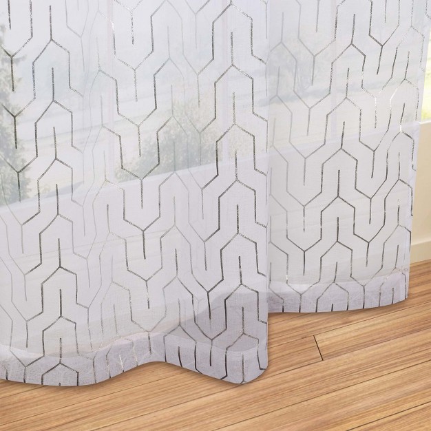 Contemporary Geometric Trellis Sheer Curtains Set Of 2 By Blue Nile Mills