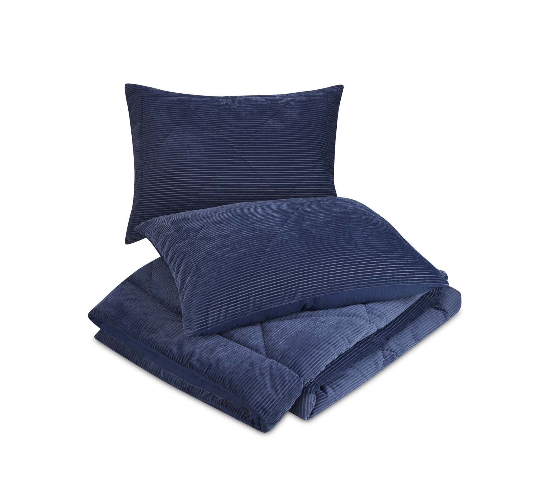 Better Homes and Gardens Plush Blue Corduroy Comforter Full/Queen 3-Piece Set