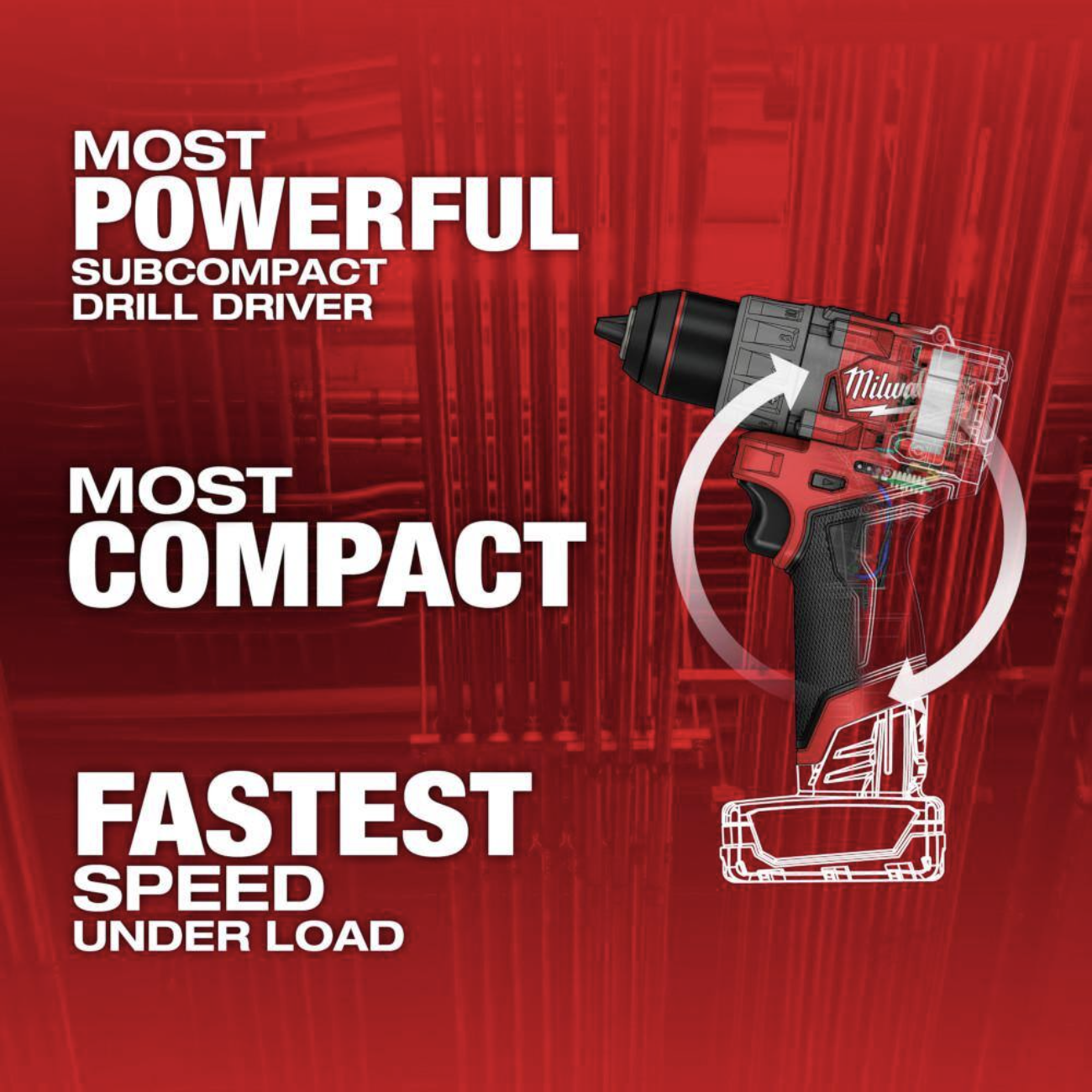 Milwaukee M12 FUEL 12V Lithium-Ion Brushless Cordless Drill Driver (Tool-Only) with SHOCKWAVE Screw Driver Bit Set